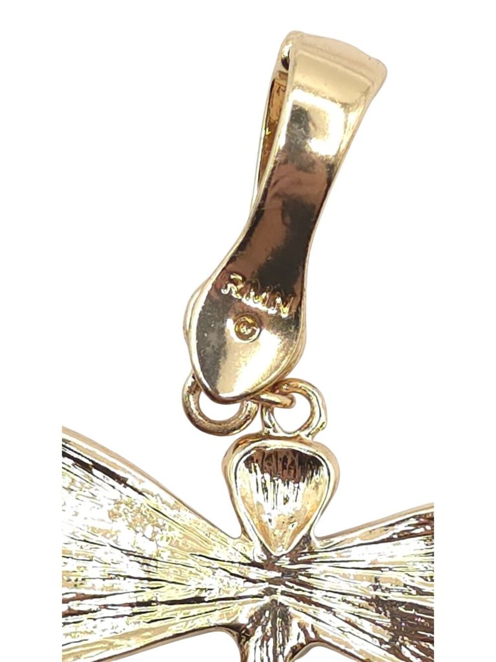 Dragonfly Pendant Charm With Green & Pink Crystals Gold-Tone Finish Lobster Clas - Picture 6 of 11